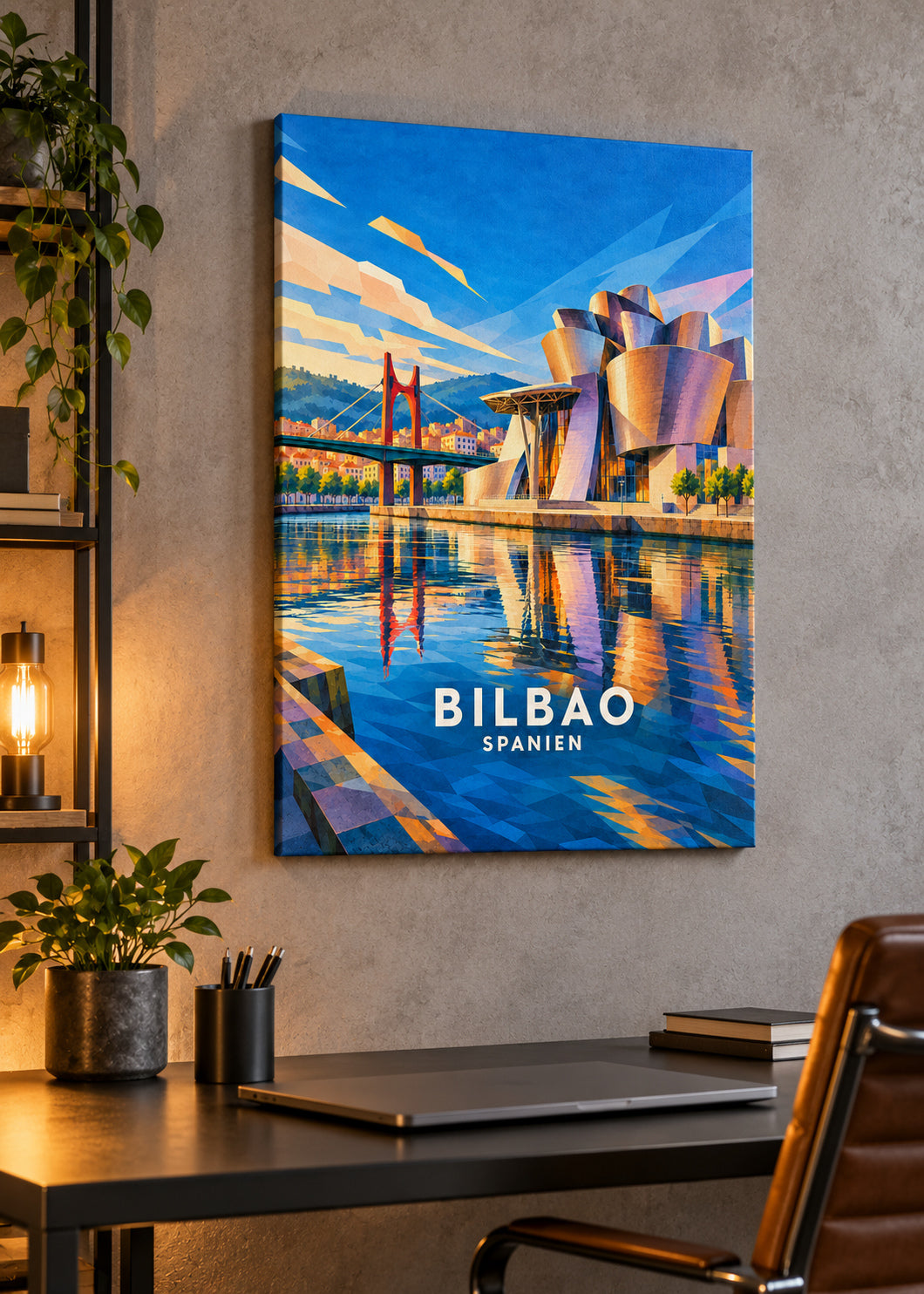 Bilbao – Slim-Leinwand – geometrische Illustration Spanien