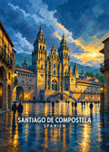Santiago de Compostela – Hauptbild – geometrische Illustration Spanien