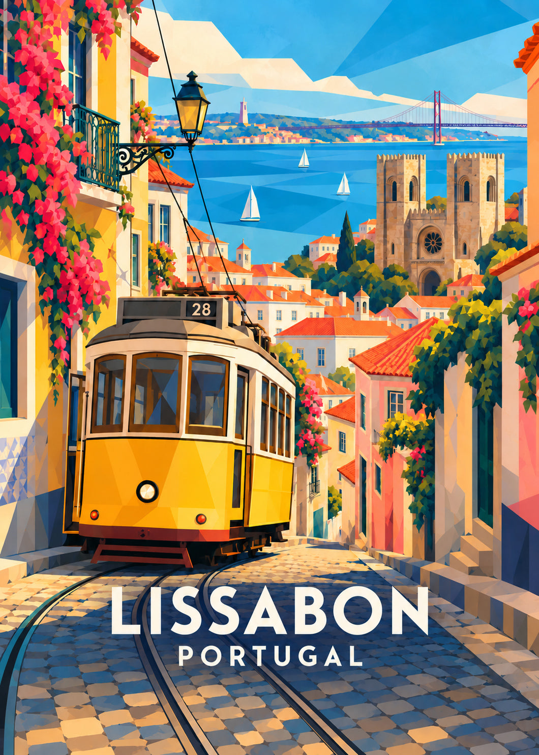 Lissabon – Hauptbild – geometrische Illustration Portugal
