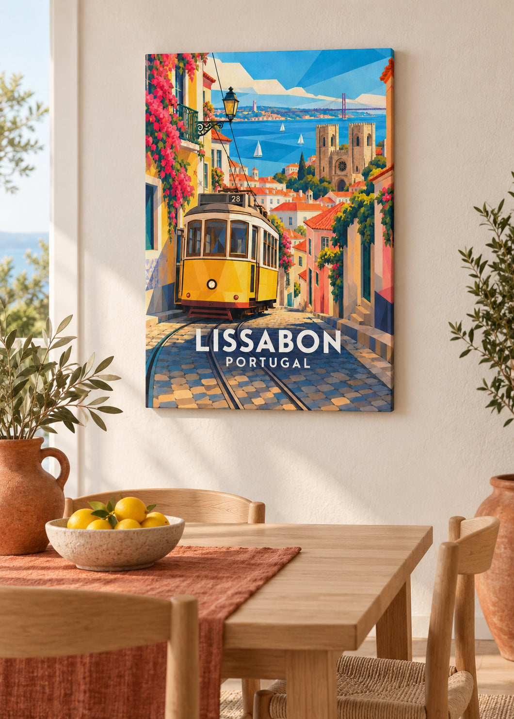 Lissabon – Slim-Leinwand – geometrische Illustration Portugal