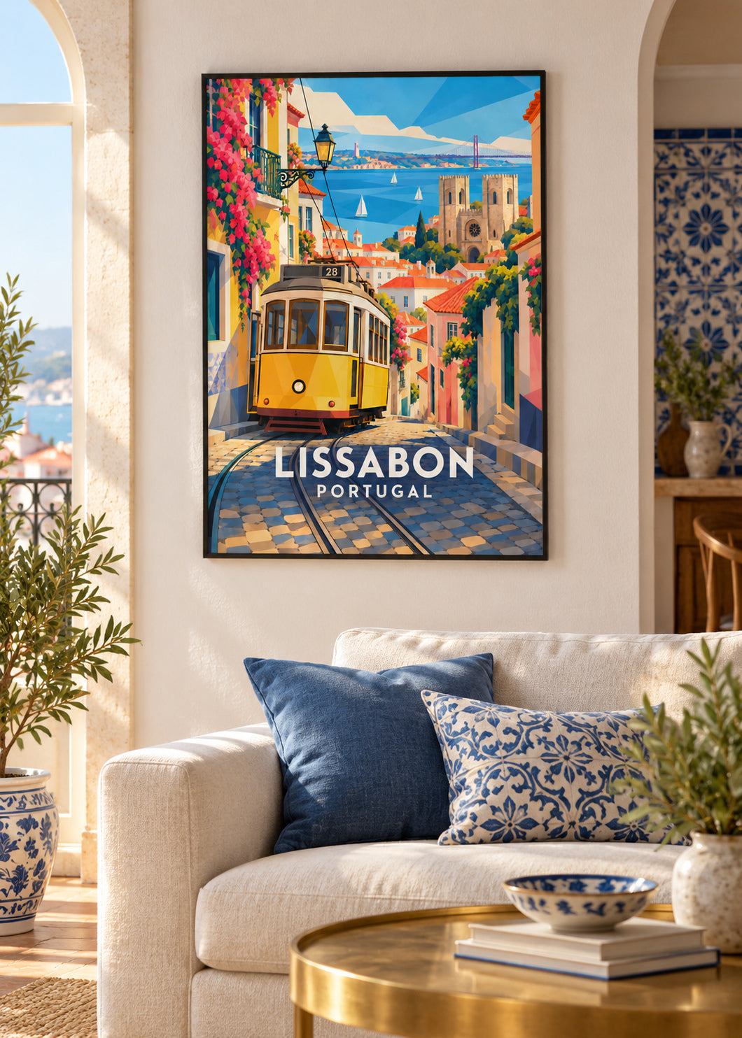 Lissabon – schwarzer Rahmen – geometrische Illustration Portugal