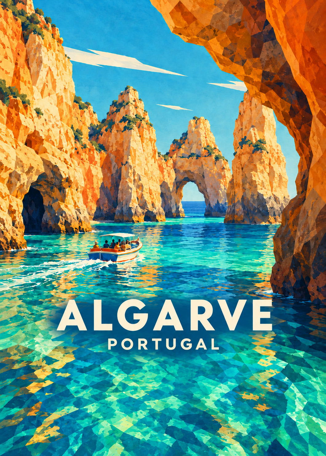 Algarve – Hauptbild – geometrische Illustration Portugal