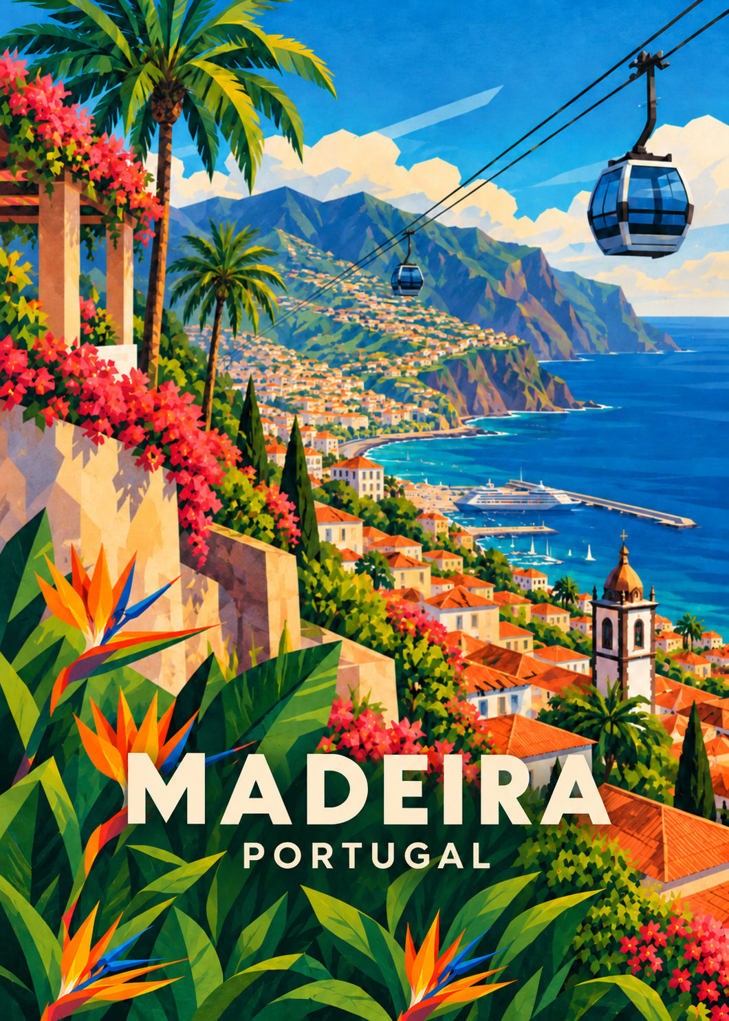Madeira – Hauptbild – geometrische Illustration Portugal
