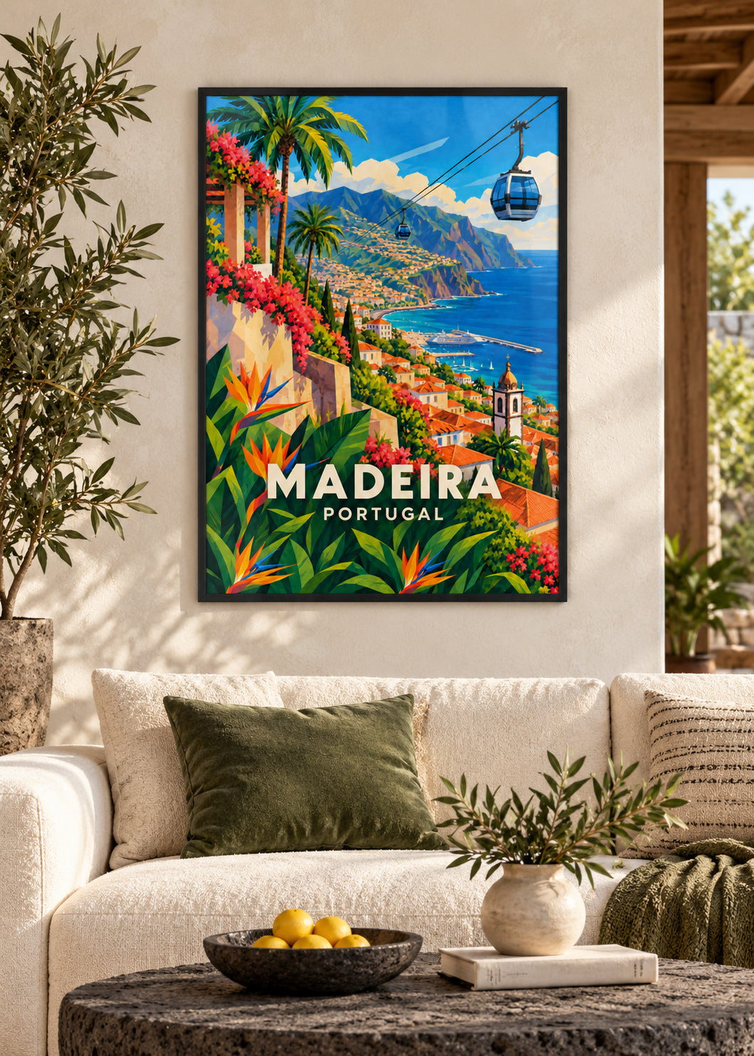 Madeira – schwarzer Rahmen – geometrische Illustration Portugal