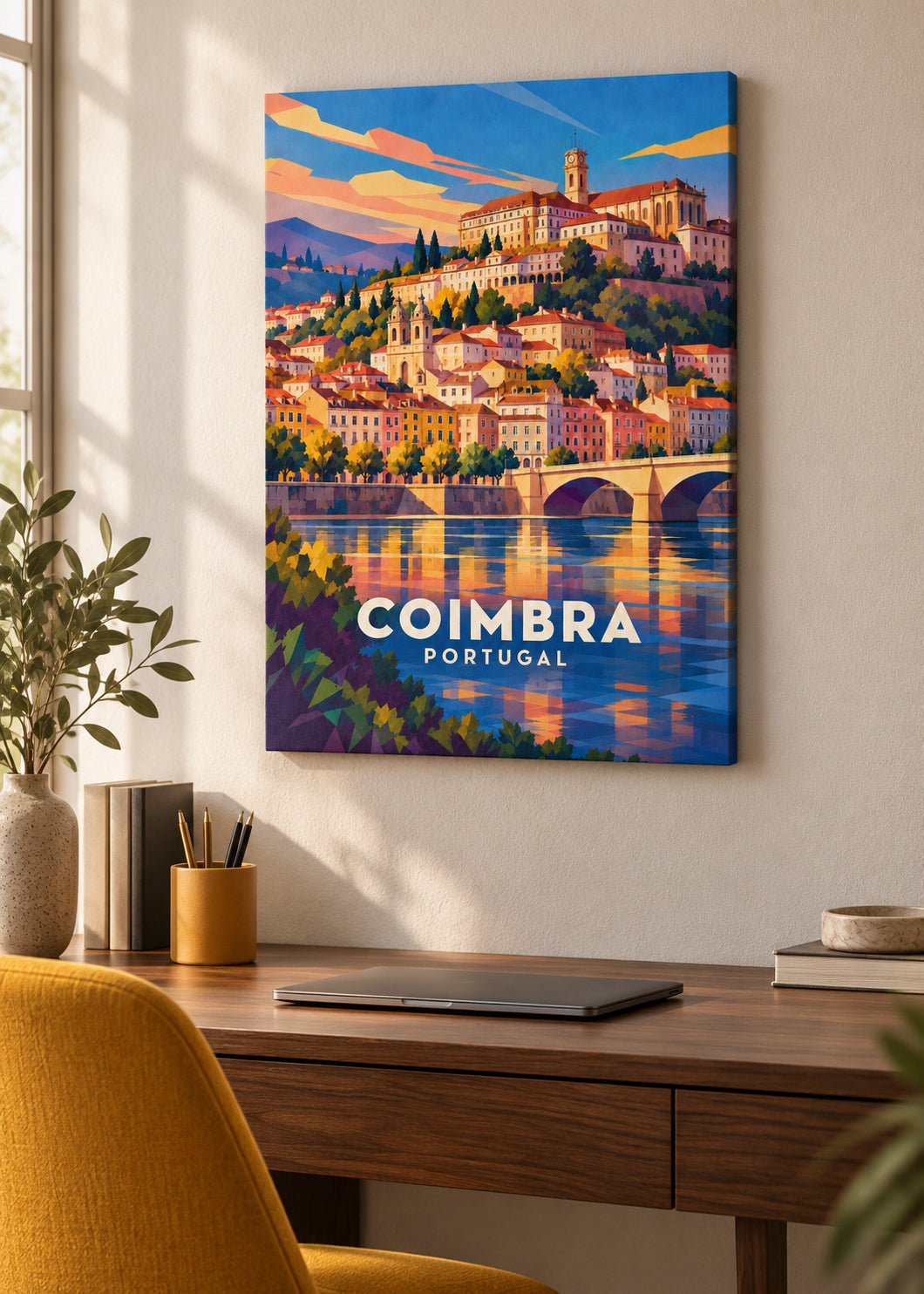 Coimbra – Slim-Leinwand – geometrische Illustration Portugal