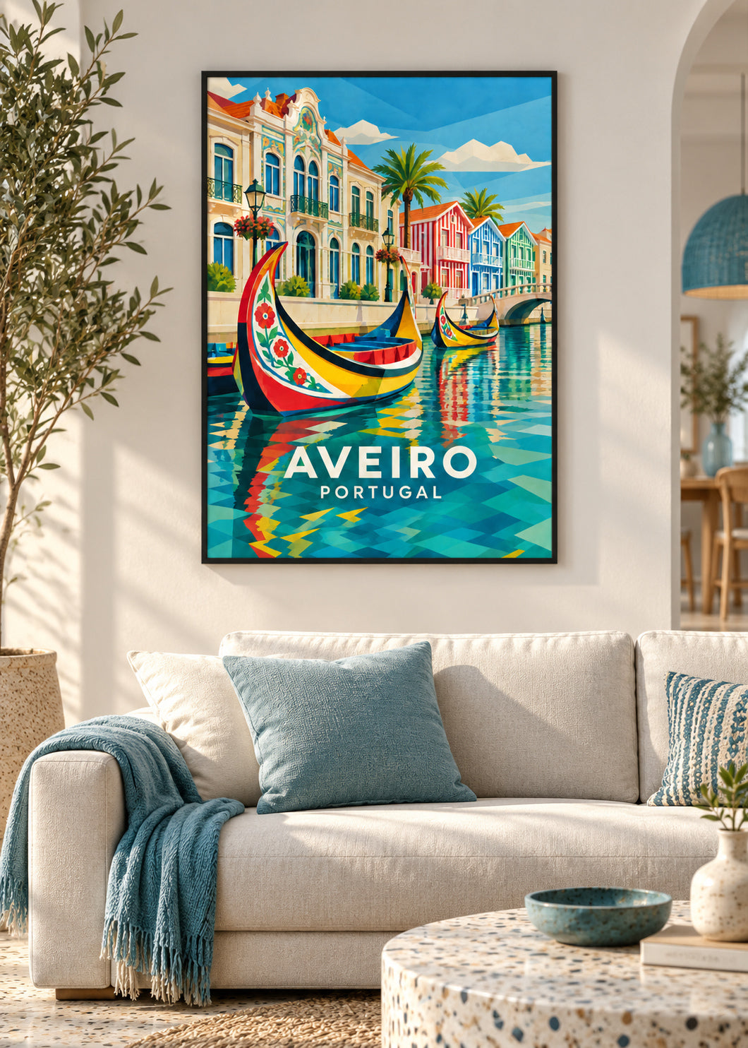 Aveiro – schwarzer Rahmen – geometrische Illustration Portugal
