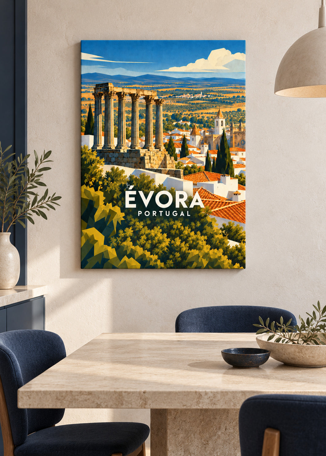 Évora – Slim-Leinwand – geometrische Illustration Portugal