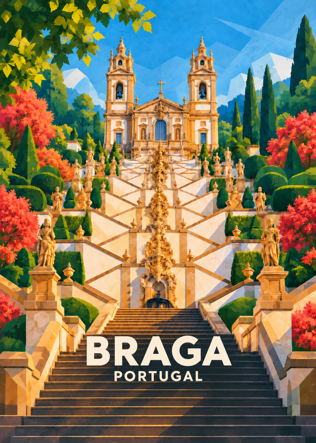 Braga – Hauptbild – geometrische Illustration Portugal