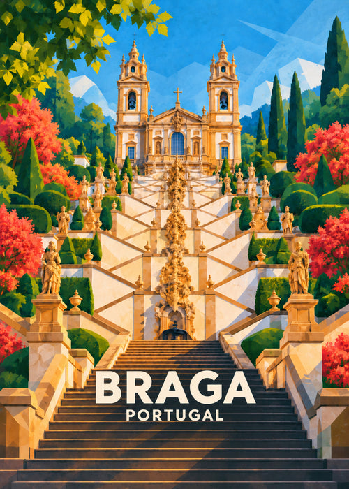 Braga – Hauptbild – geometrische Illustration Portugal