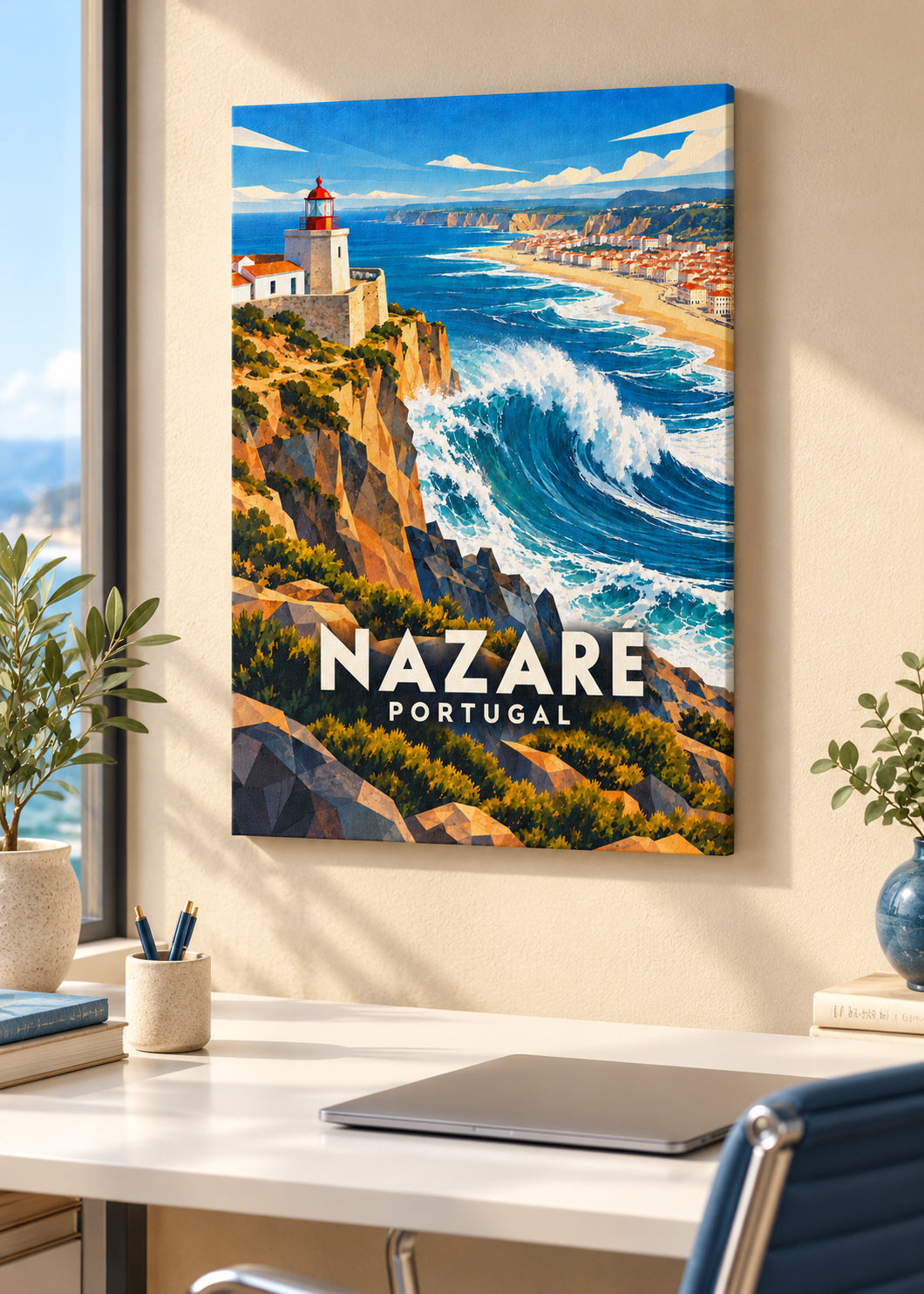Nazaré – Slim-Leinwand – geometrische Illustration Portugal