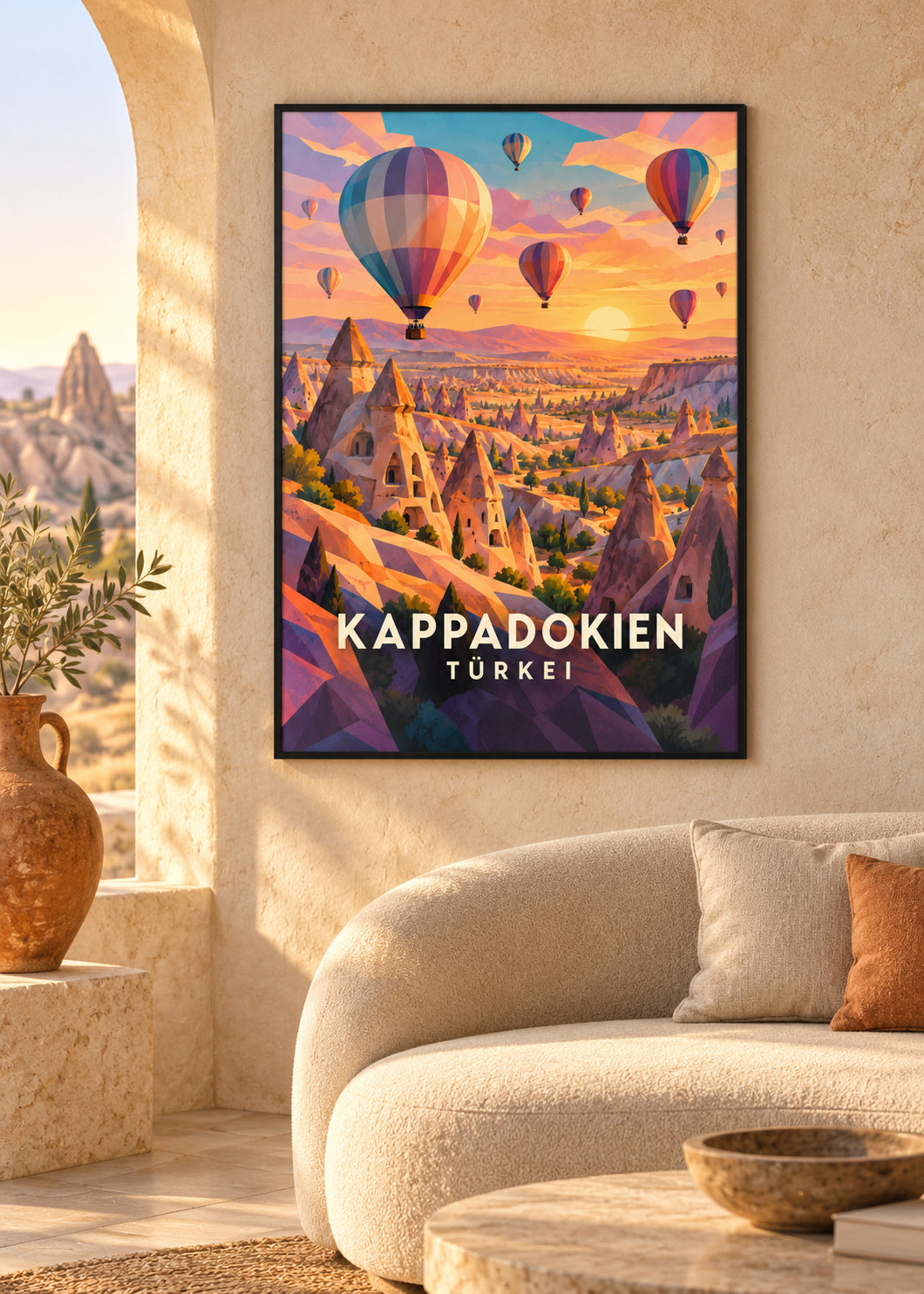 Kappadokien – schwarzer Rahmen – geometrische Illustration Türkei