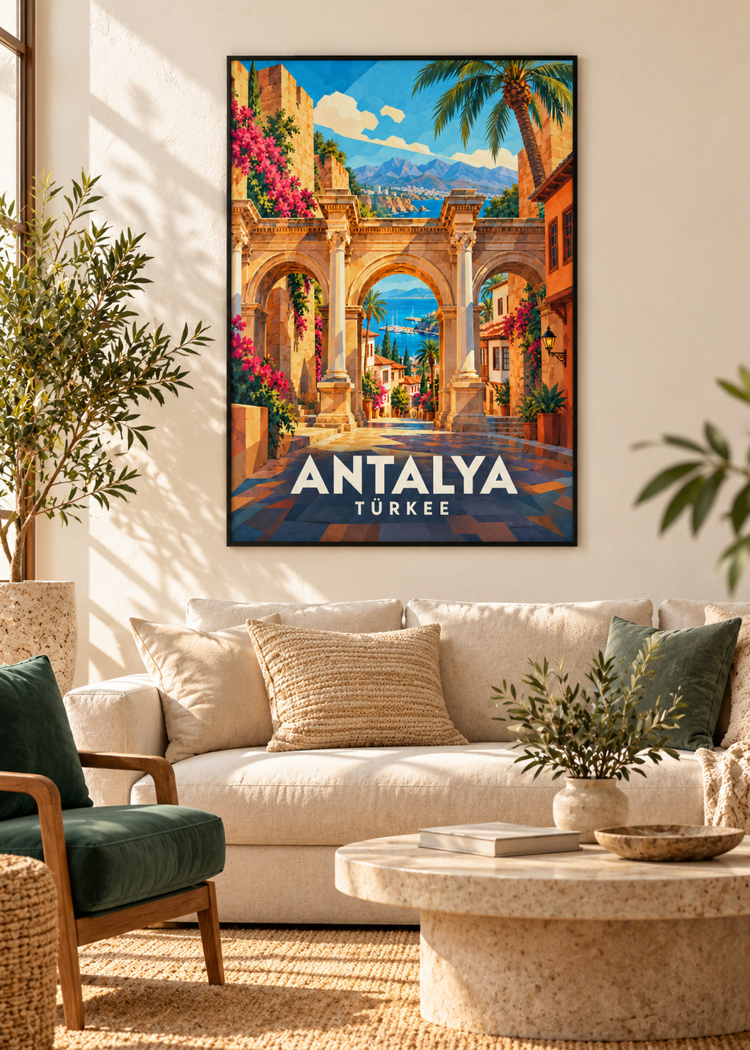Antalya – schwarzer Rahmen – geometrische Illustration Türkei