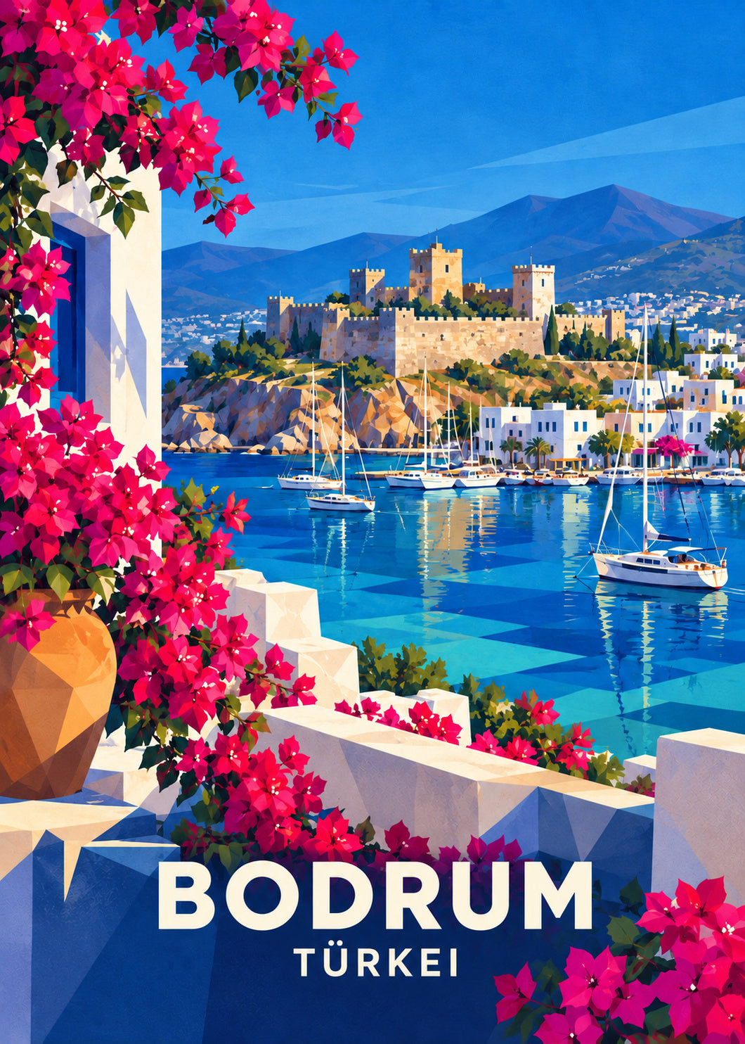 Bodrum – Hauptbild – geometrische Illustration Türkei