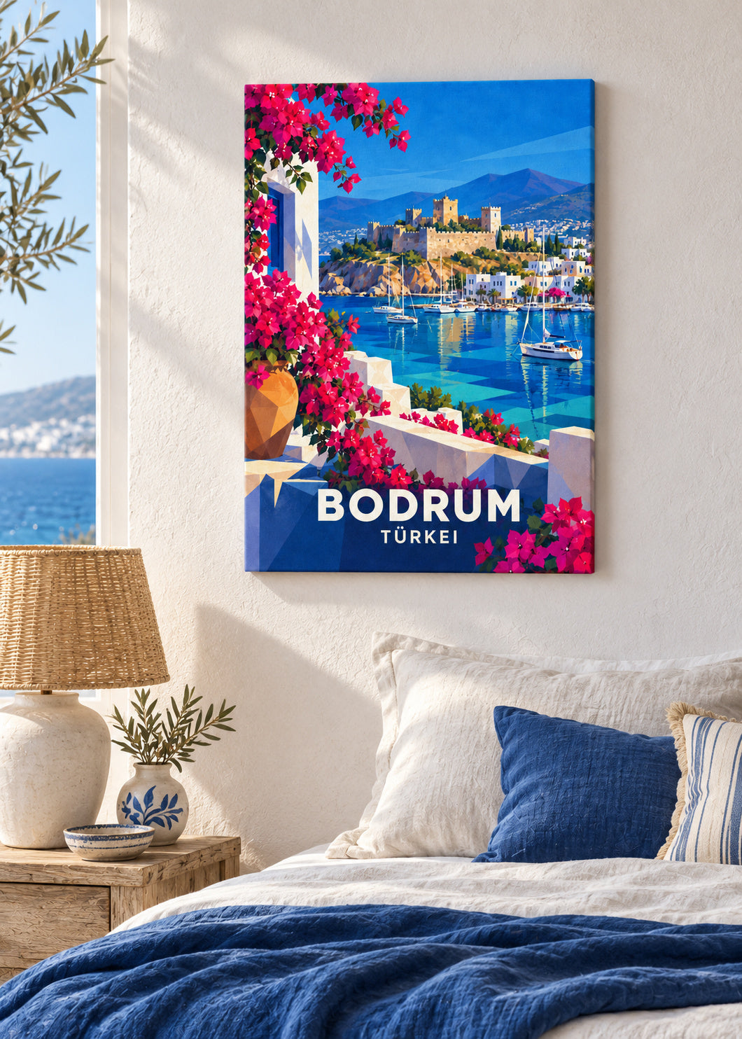 Bodrum – Slim-Leinwand – geometrische Illustration Türkei