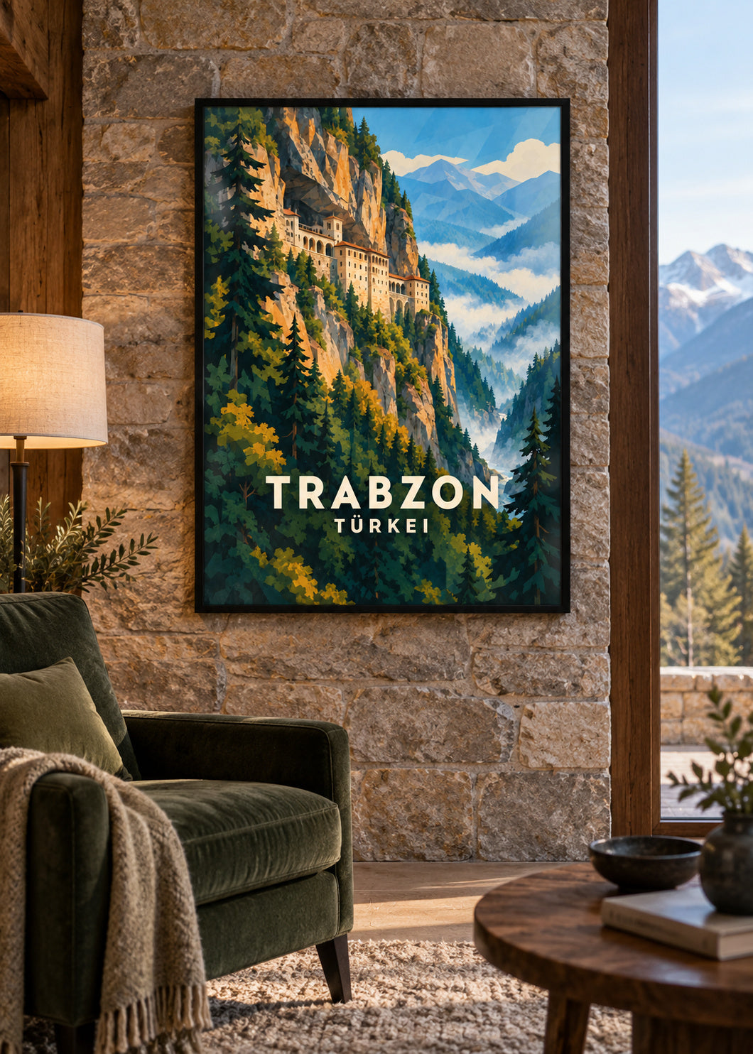 Trabzon – schwarzer Rahmen – geometrische Illustration Türkei