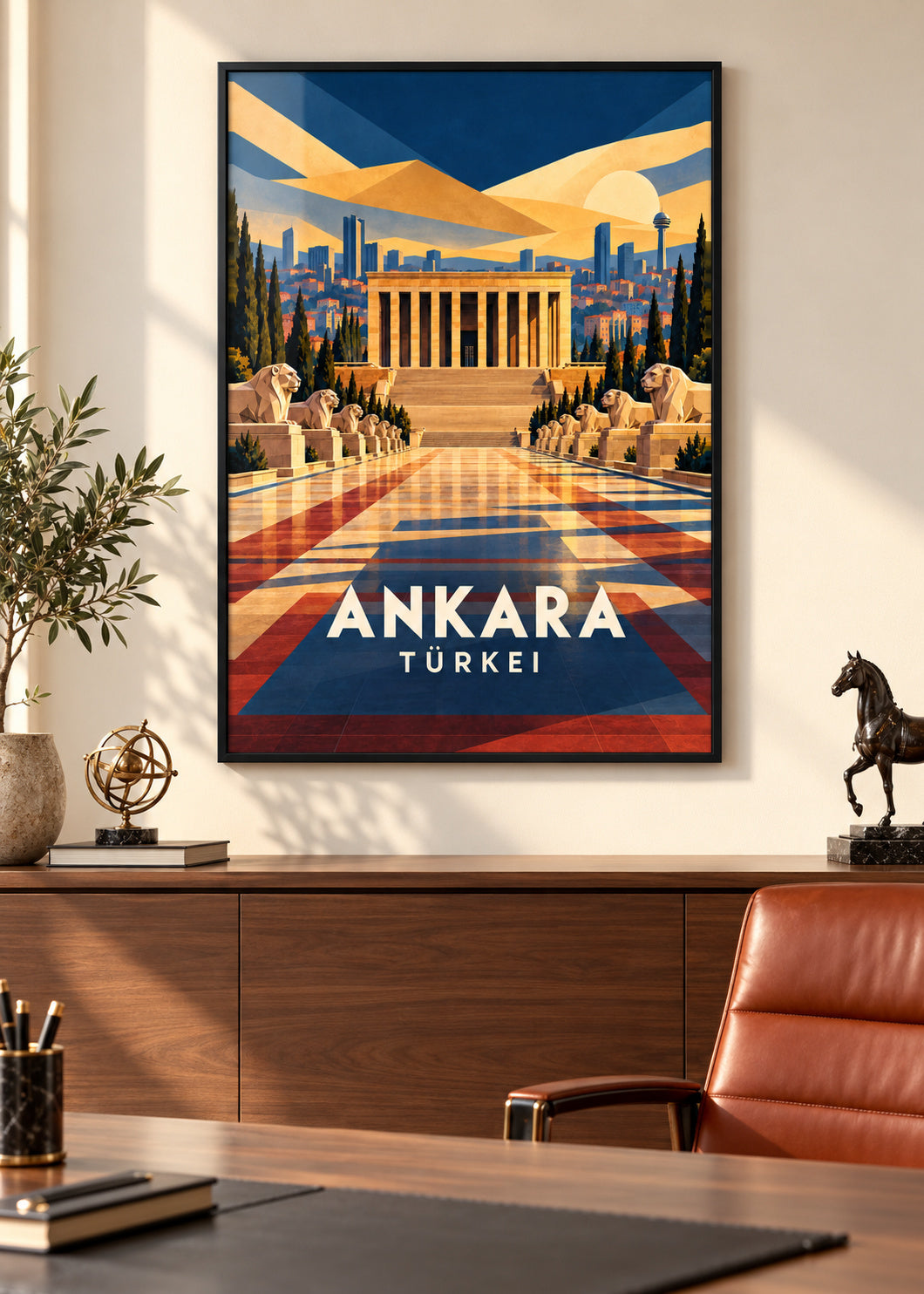 Ankara – schwarzer Rahmen – geometrische Illustration Türkei
