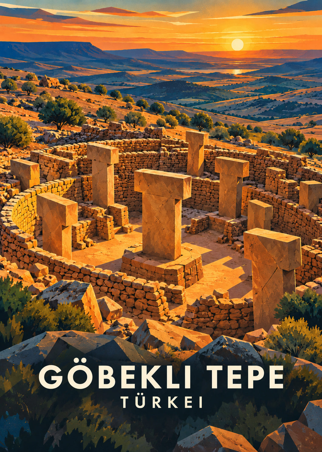 Göbekli Tepe – Hauptbild – geometrische Illustration Türkei