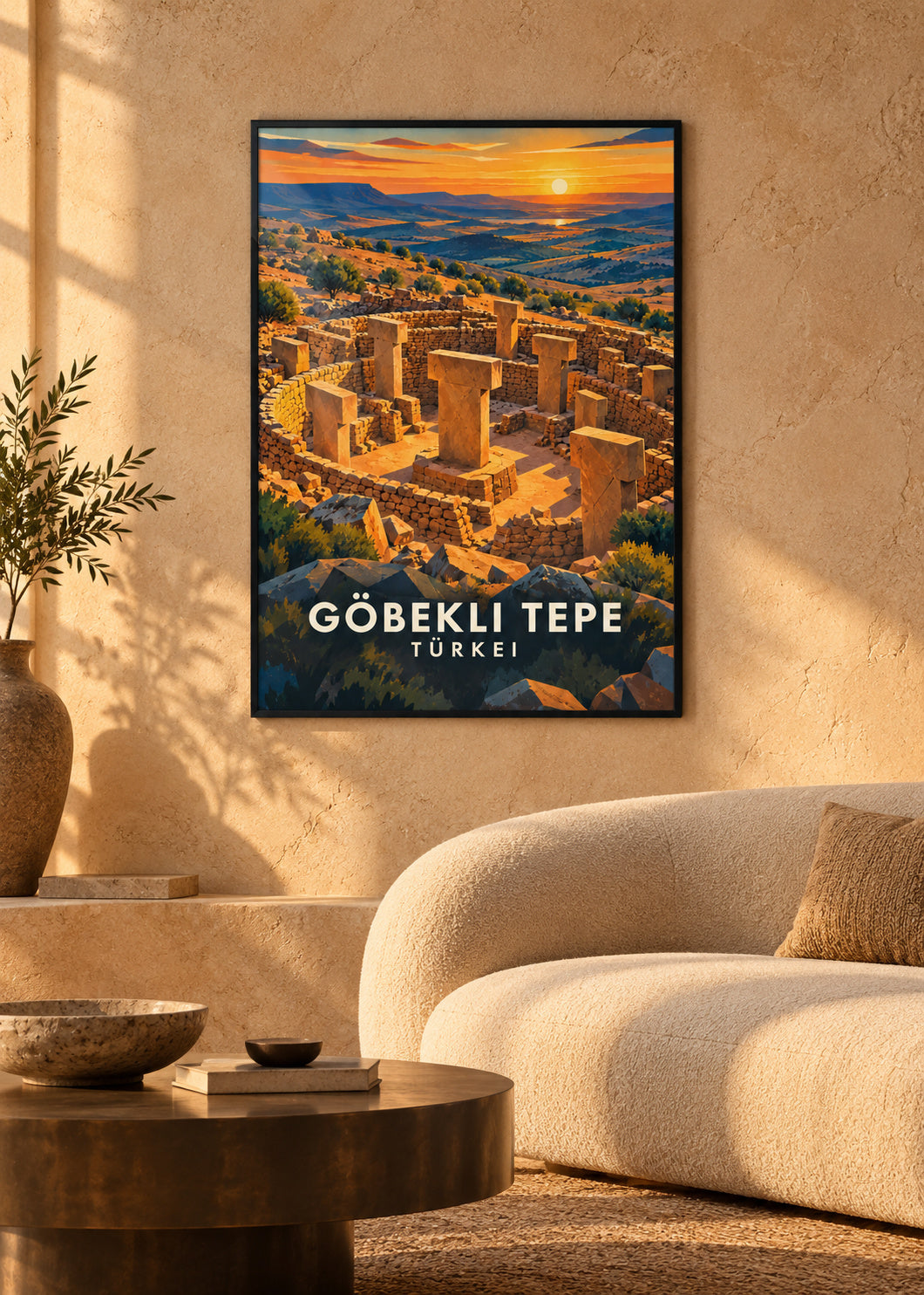 Göbekli Tepe – schwarzer Rahmen – geometrische Illustration Türkei