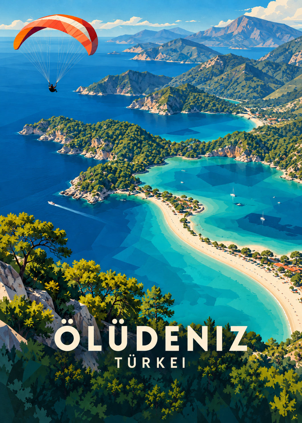 Ölüdeniz – Hauptbild – geometrische Illustration Türkei