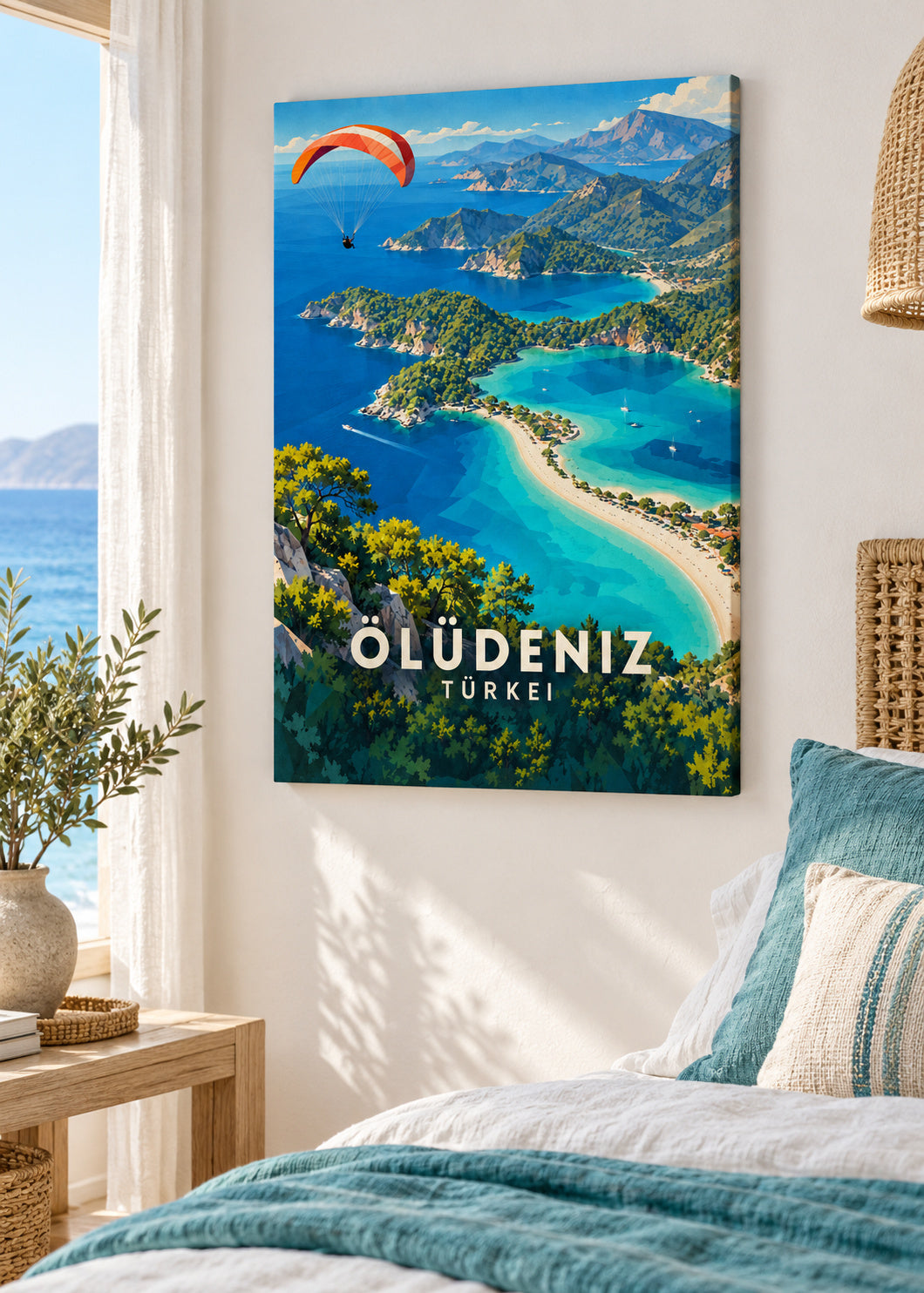 Ölüdeniz – Slim-Leinwand – geometrische Illustration Türkei