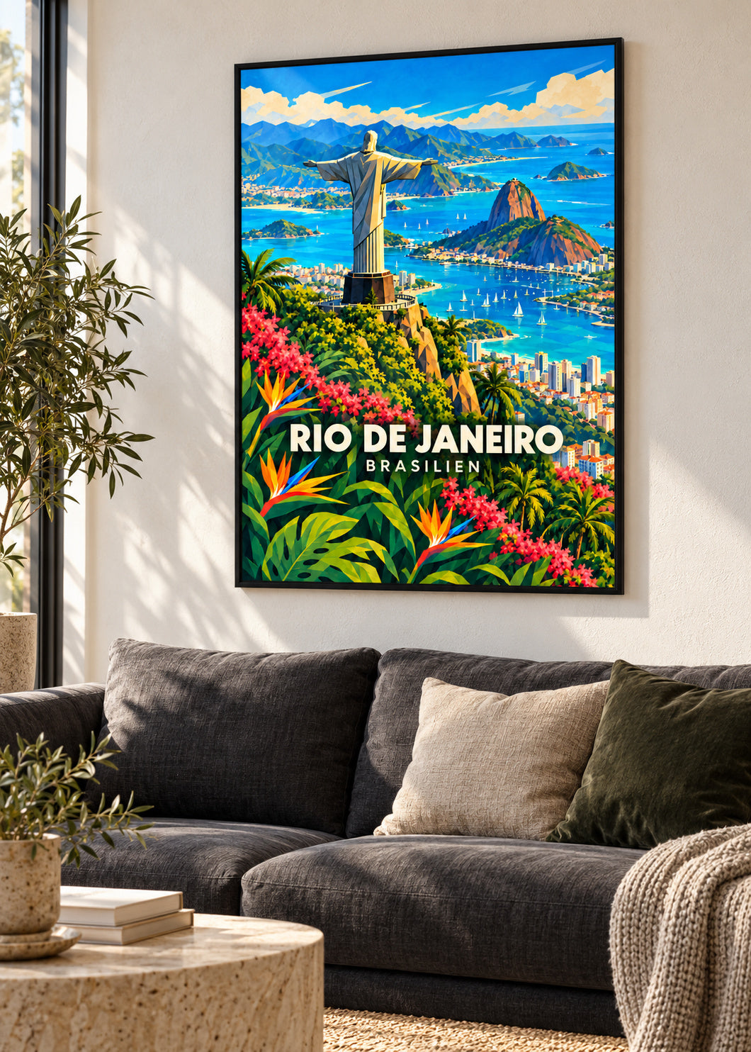 Rio de Janeiro – Brasilien – Poster mit schwarzem Rahmen