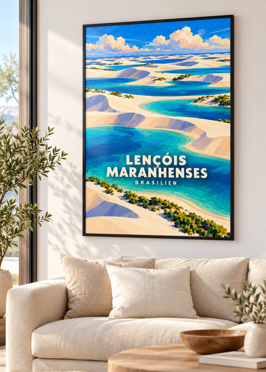 Lençóis Maranhenses – Brasilien – Poster mit schwarzem Rahmen