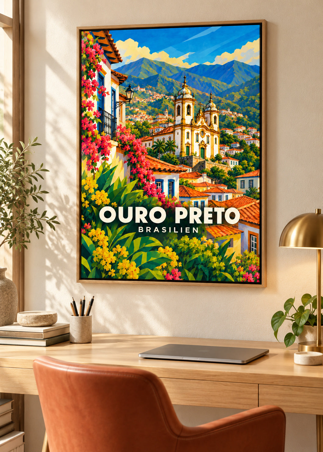 Ouro Preto – Brasilien – Leinwand mit Naturholzrahmen