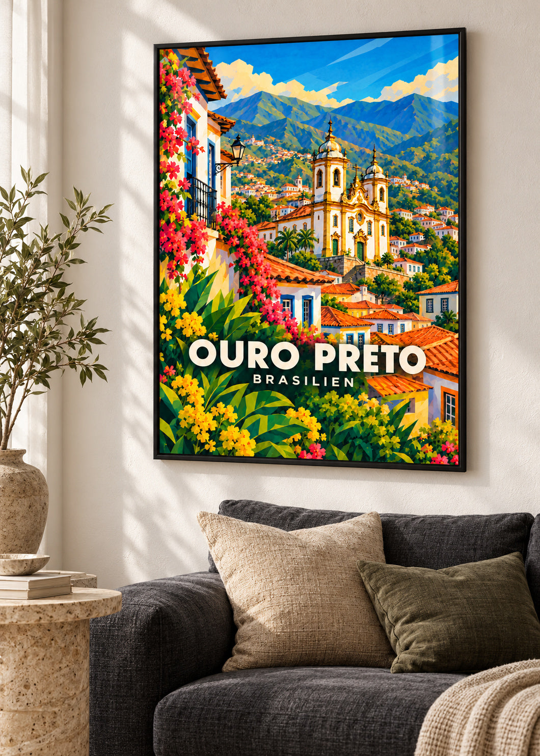 Ouro Preto – Brasilien – Poster mit schwarzem Rahmen