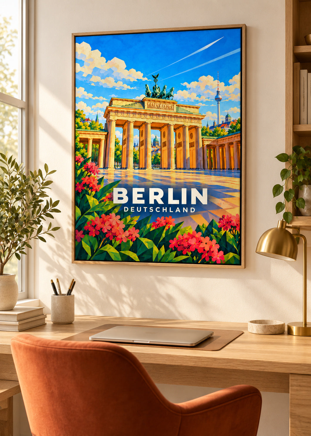 Berlin – Deutschland – Leinwand mit Naturholzrahmen