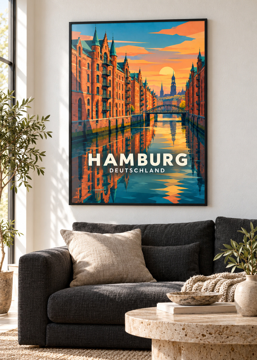 Hamburg – Deutschland – Poster mit schwarzem Rahmen