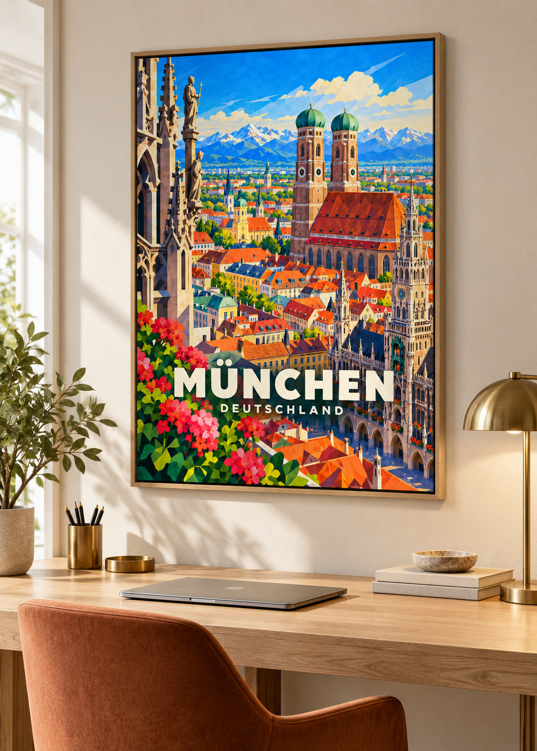 München – Deutschland – Leinwand mit Naturholzrahmen