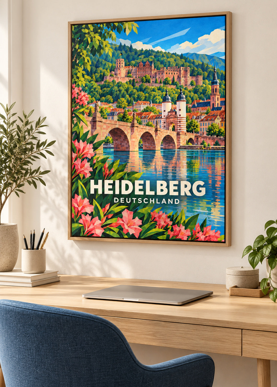 Heidelberg – Deutschland – Leinwand mit Naturholzrahmen