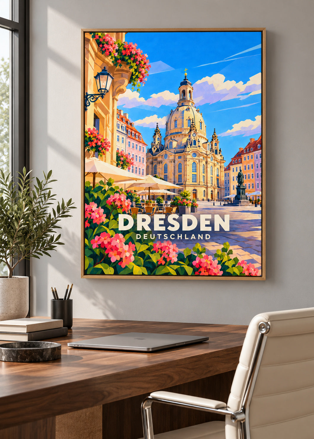 Dresden – Deutschland – Leinwand mit Naturholzrahmen