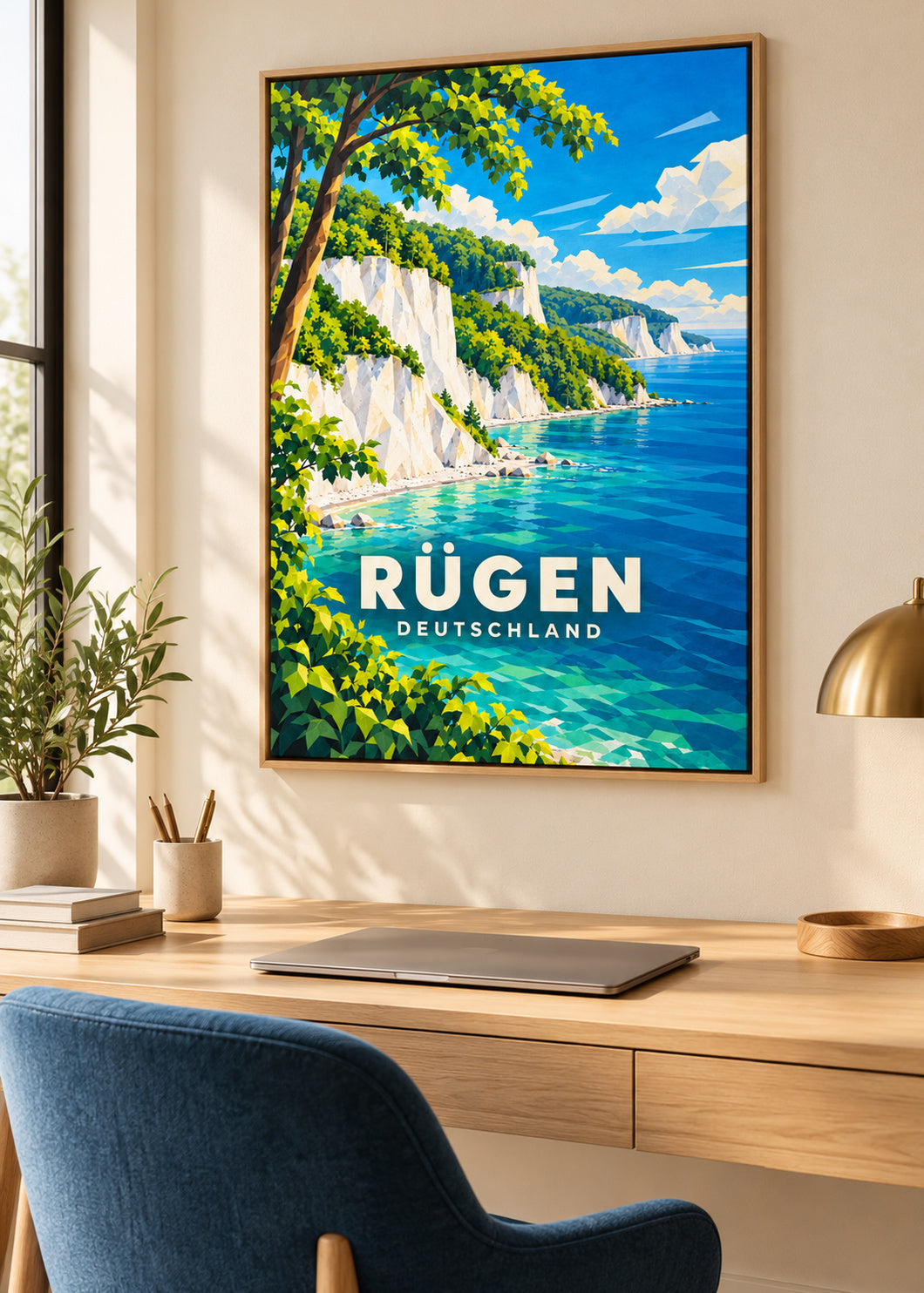 Rügen – Deutschland – Leinwand mit Naturholzrahmen