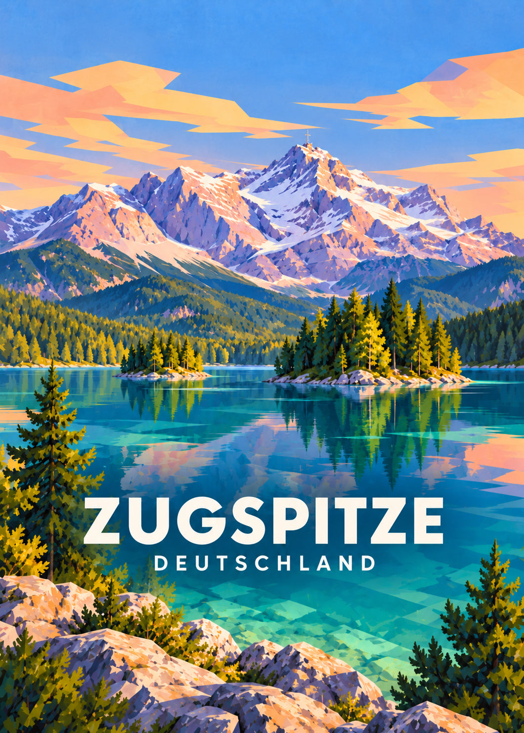 Zugspitze – Deutschland – Geometrische Illustration