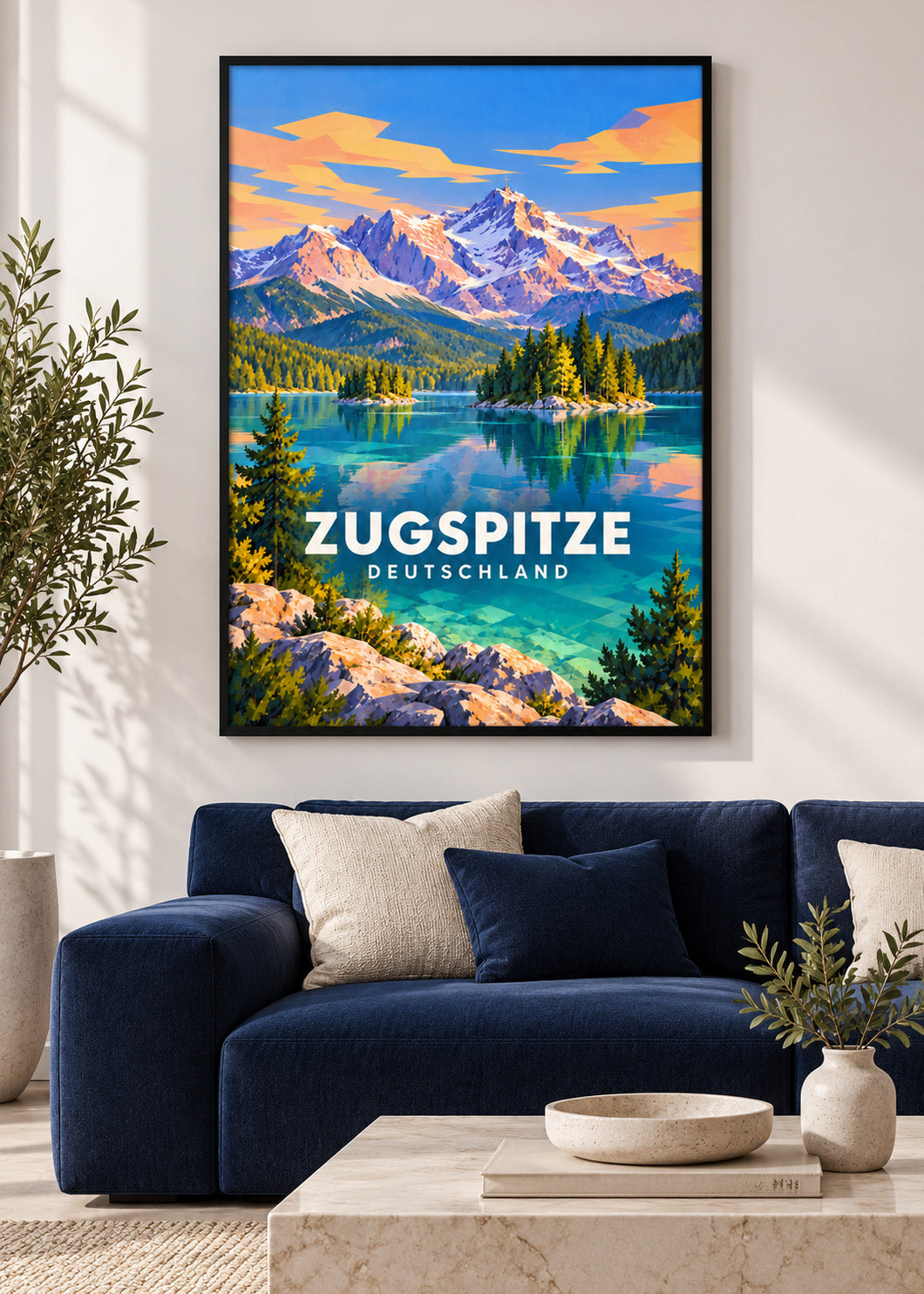 Zugspitze – Deutschland – Poster mit schwarzem Rahmen