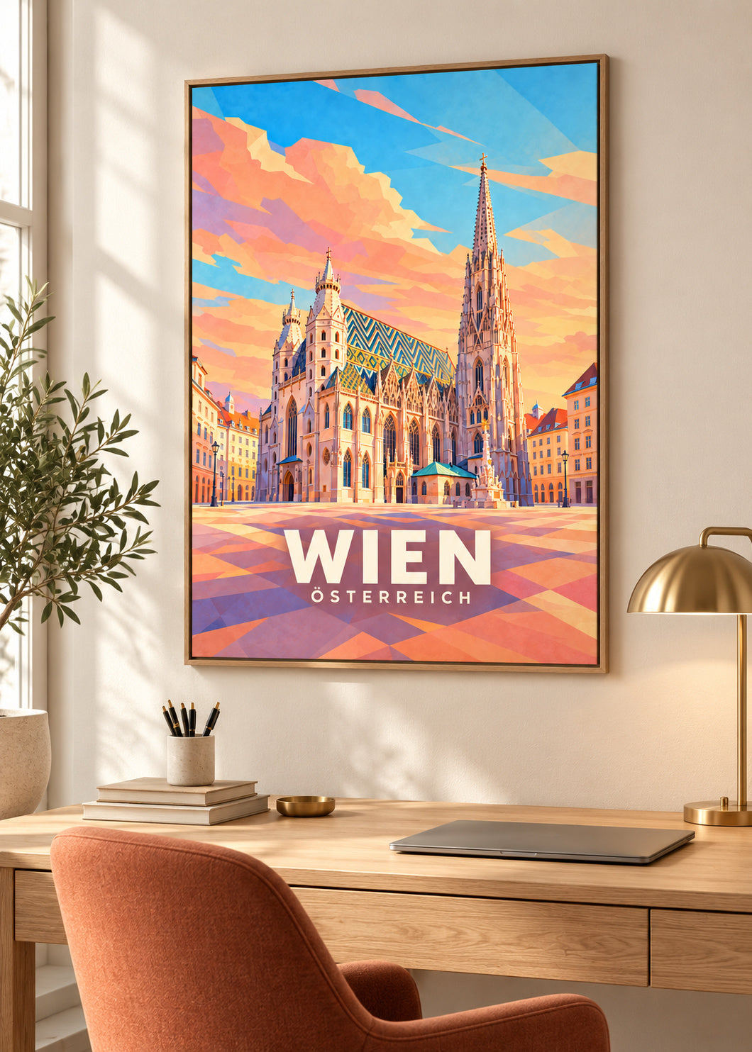 Wien – Österreich – Leinwand mit Naturholzrahmen