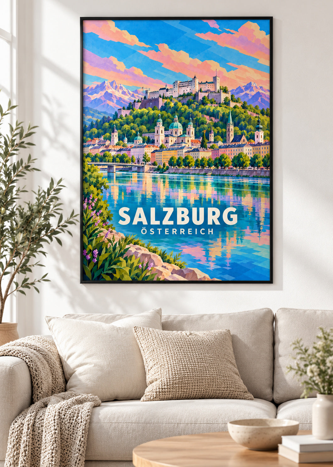 Salzburg – Österreich – Poster mit schwarzem Rahmen