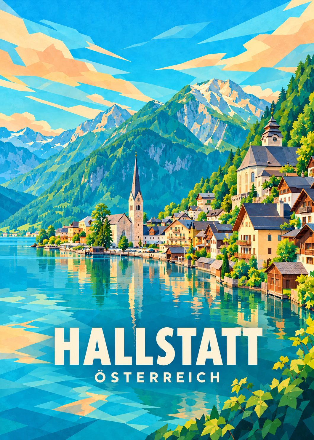 Hallstatt – Österreich – Geometrische Illustration