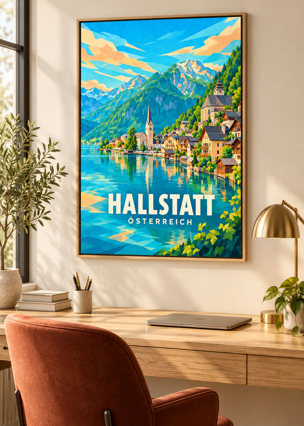 Hallstatt – Österreich – Leinwand mit Naturholzrahmen