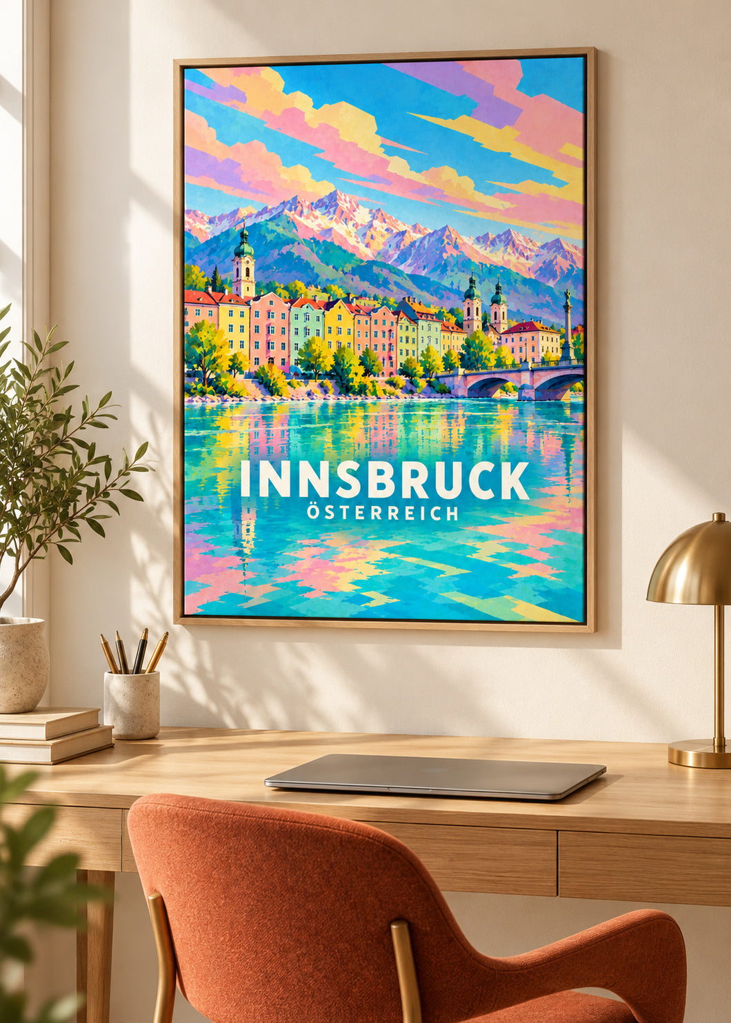 Innsbruck – Österreich – Leinwand mit Naturholzrahmen