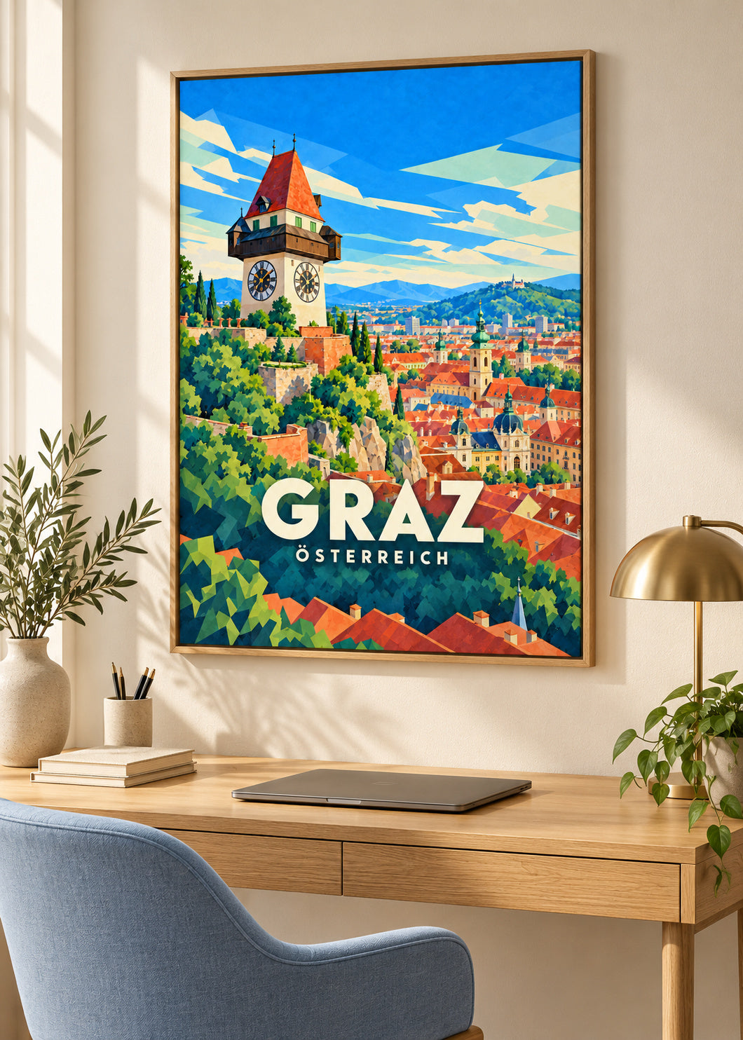 Graz – Österreich – Leinwand mit Naturholzrahmen
