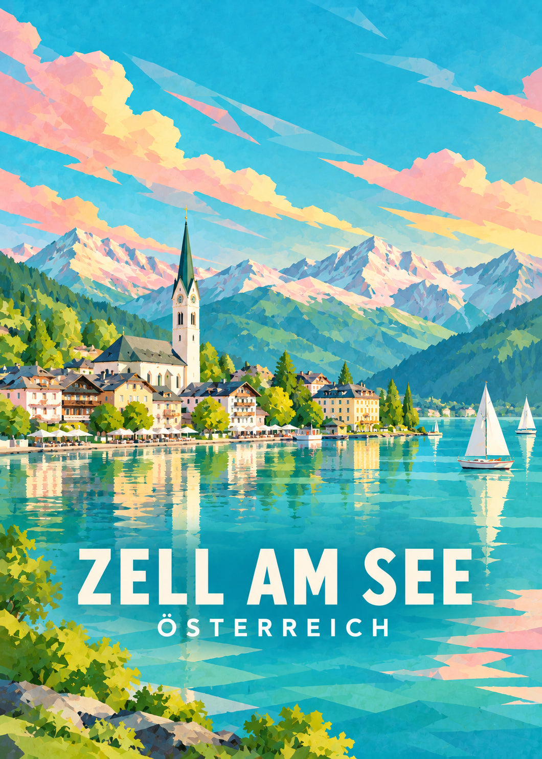 Zell am See – Österreich – Geometrische Illustration