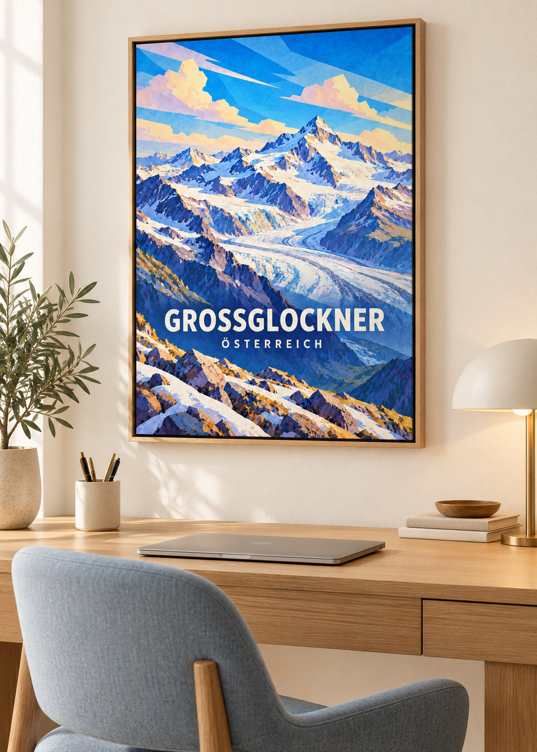 Großglockner – Österreich – Leinwand mit Naturholzrahmen