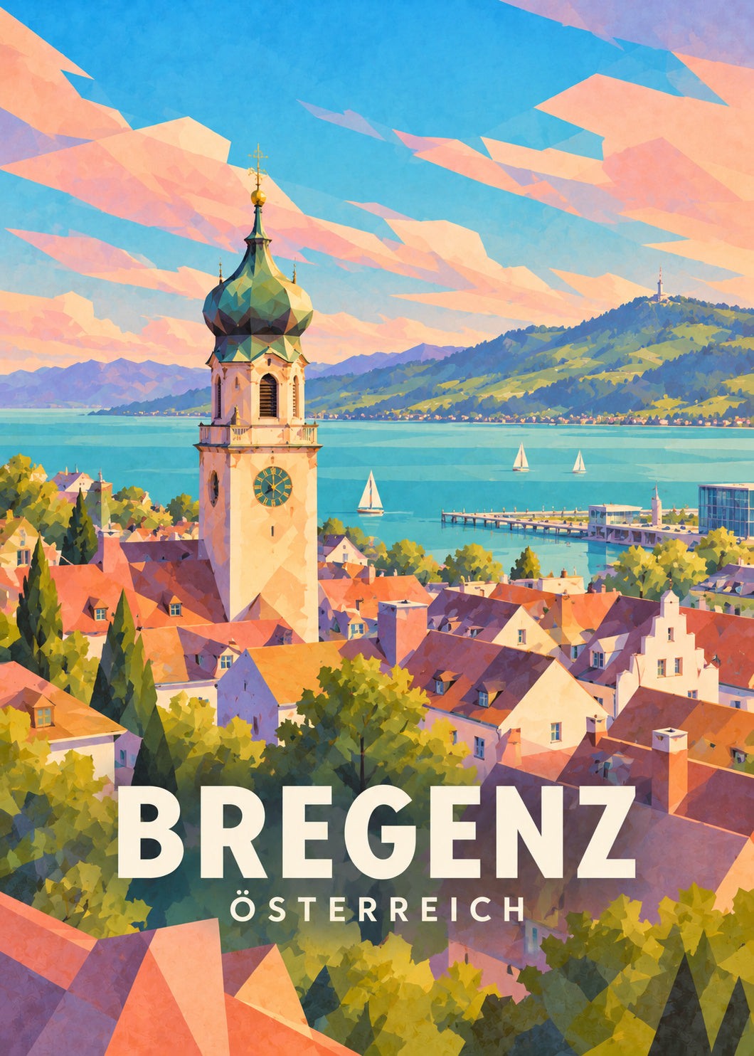 Bregenz – Österreich – Geometrische Illustration