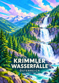 Krimmler Wasserfälle – Österreich – Geometrische Illustration