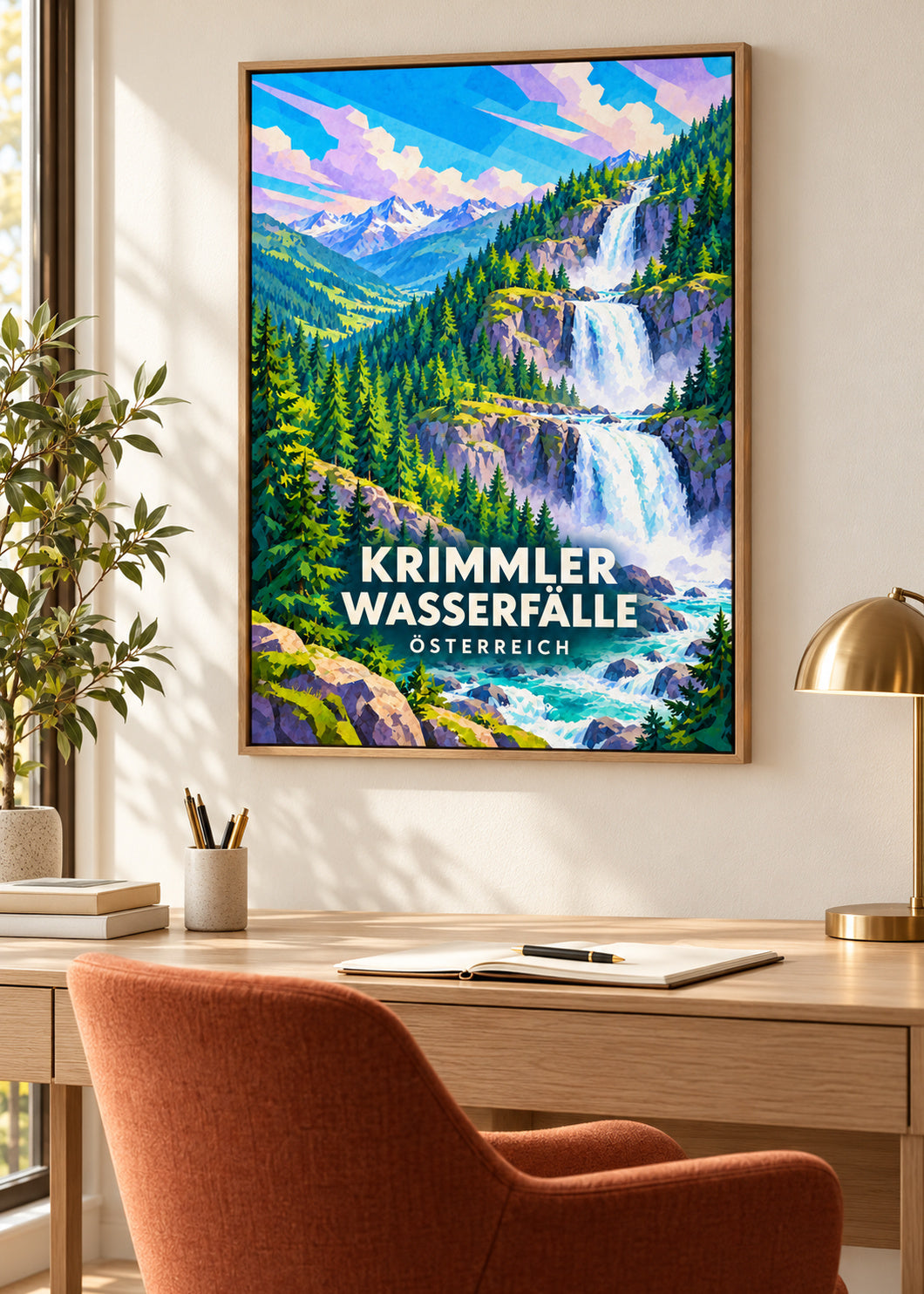 Krimmler Wasserfälle – Österreich – Leinwand mit Naturholzrahmen
