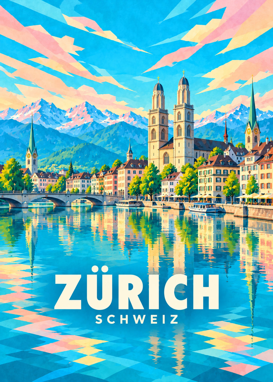 Zürich – Schweiz – geometrische Illustration