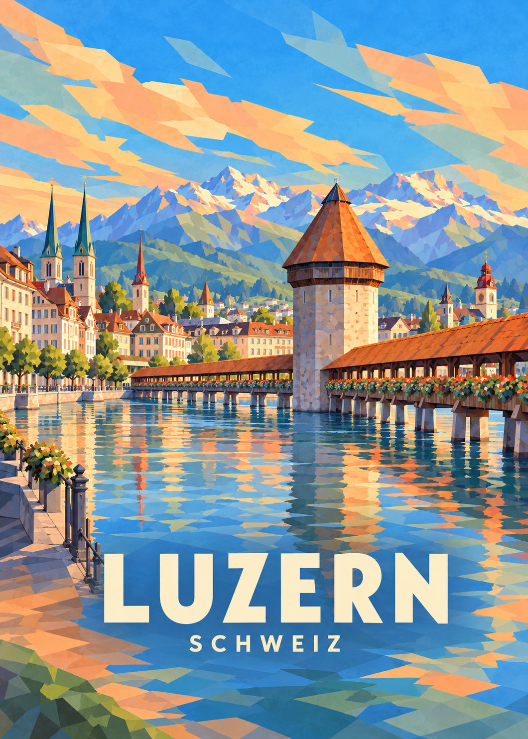 Luzern – Schweiz – geometrische Illustration