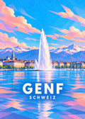 Genf – Schweiz – geometrische Illustration